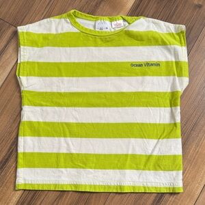 Zara Lime and White Striped 2-3T shirt